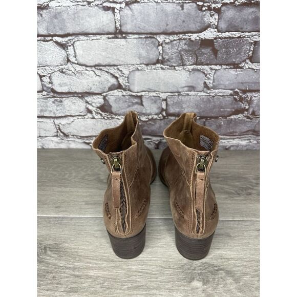 UGG 1098310 BANDARA Brown Leather Block Heel Ankle Booties SAHARA Boots Women 8M - Picture 4 of 16